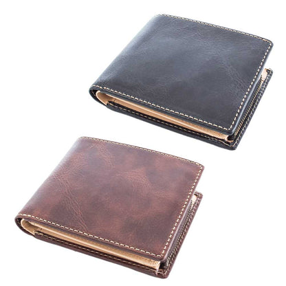 セイント2 牛革二つ折り財布（フラップ付き）