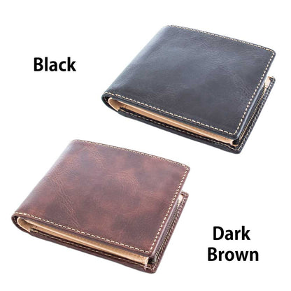 セイント2 牛革二つ折り財布（フラップ付き）