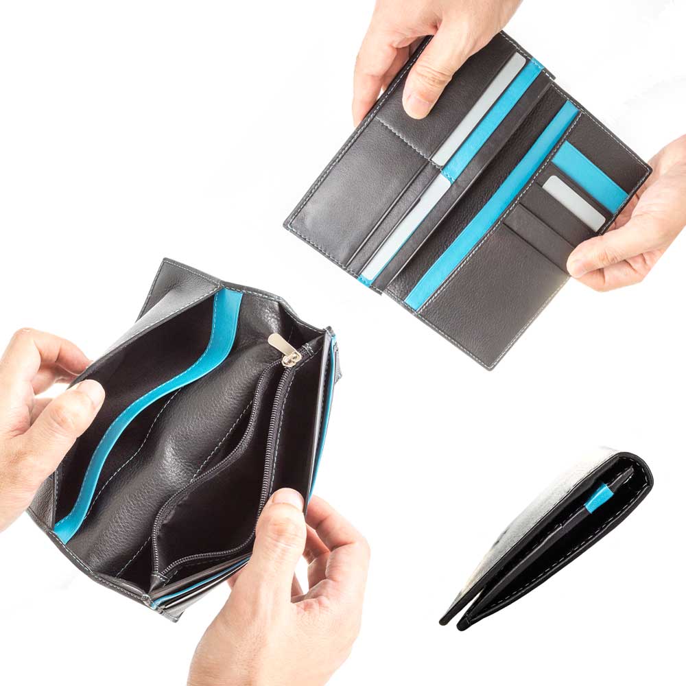 タック 牛革 ロングウォレット