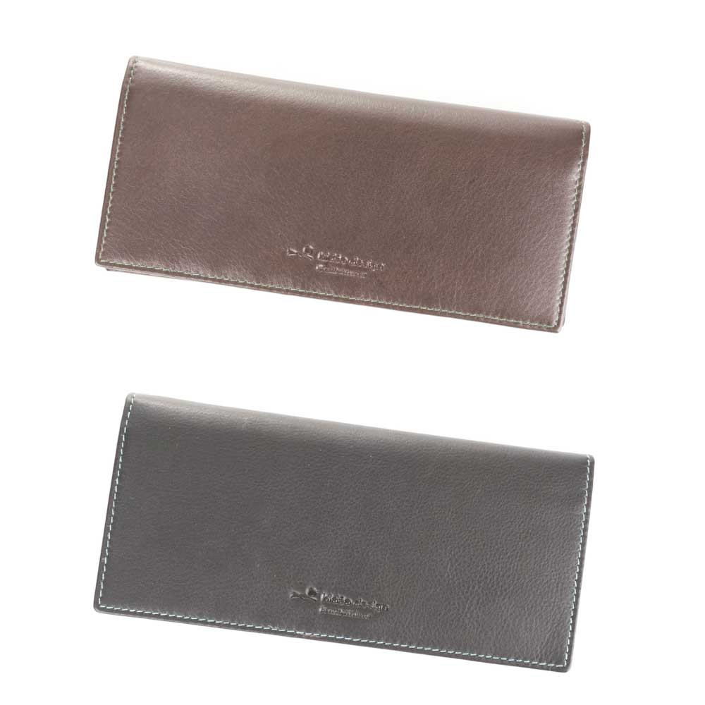 タック 牛革 ロングウォレット