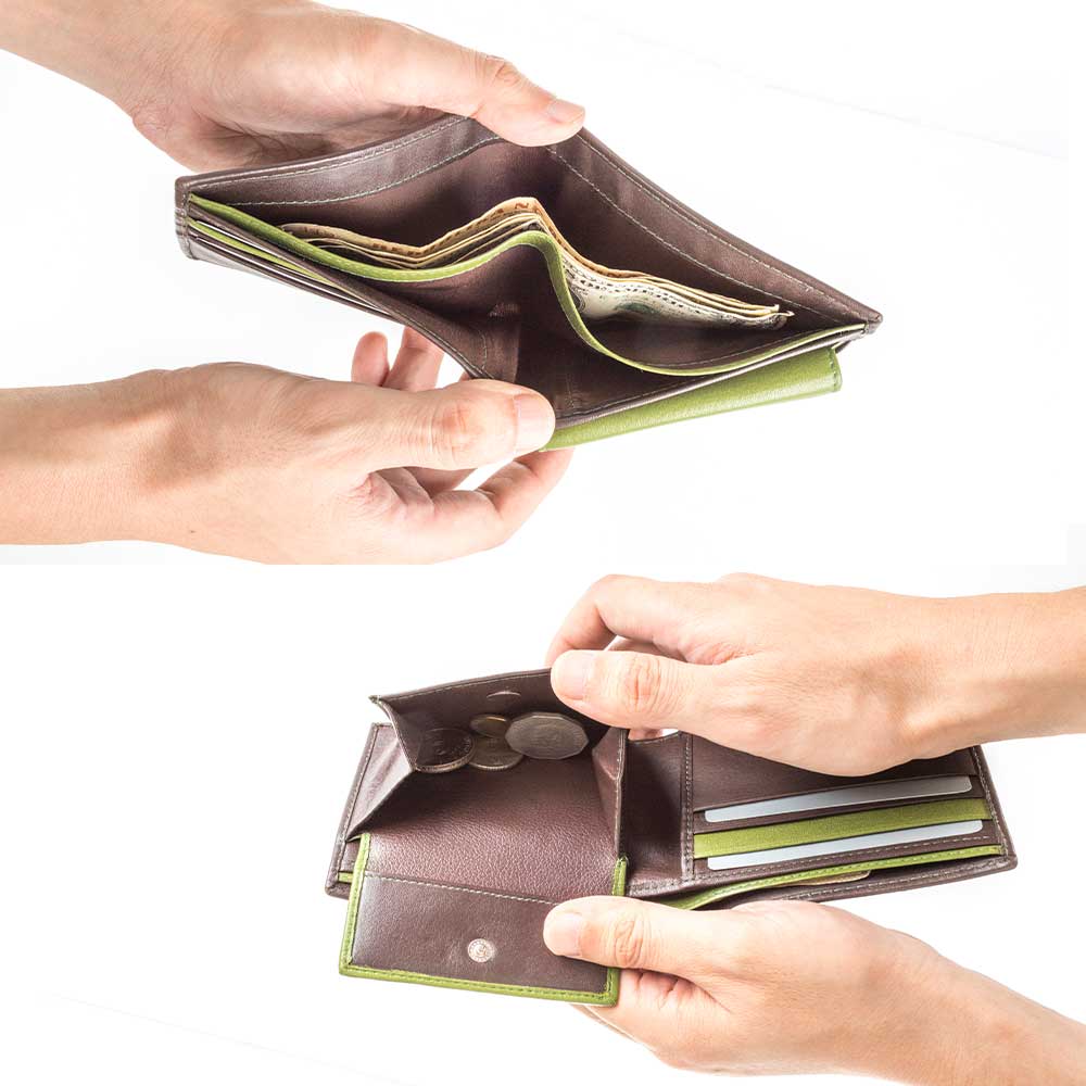 タック 牛革 二つ折り財布